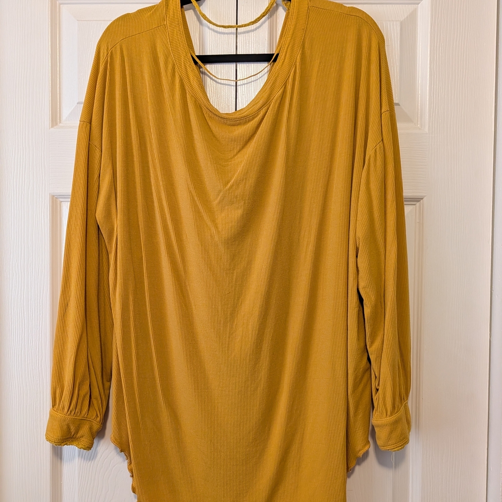 Free People Mustard Draped Blouse - Picture 2 of 3